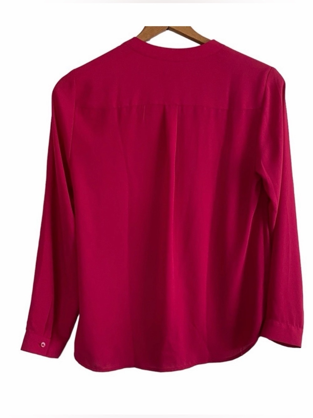Talbots Raspberry V-Neck Long Sleeve Blouse - Picture 3 of 9